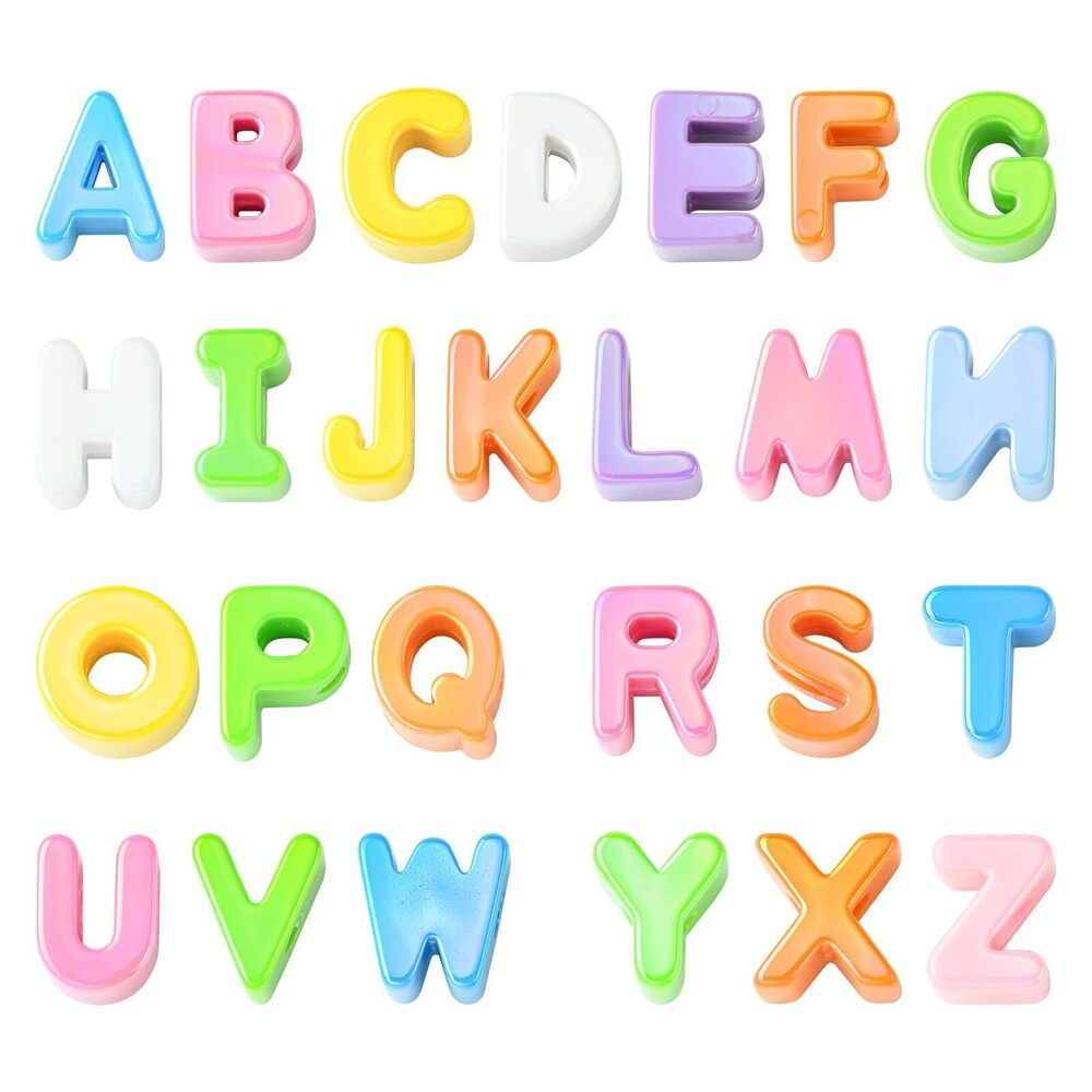 8994 52 Pcs A-Z Letter Beads with 3mm Horizontal Holes Mixed Color